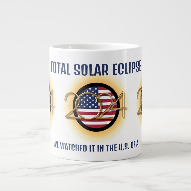 Caneca De Café Grande TOTAL ECLIPSE SOLAR 2024 Personalizado EUA (Frente)