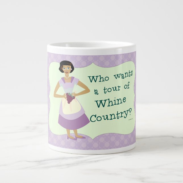Caneca De Café Grande Tour Whine Country Engraçado Cartoon (Frente)