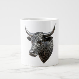 Caneca De Café Grande Touro de Prata Céltico Cabeça de Viking Céltico