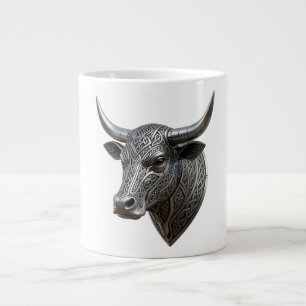 Caneca De Café Grande Touro de Prata Céltico Cabeça Viking Céltico