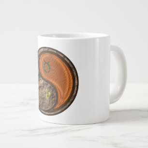 Caneca De Café Grande Touro & Macaco de Madeira