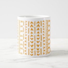 Caneca De Café Grande Trajetórias de mudo solar padrão africano em branc