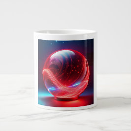 Caneca De Café Grande Transparent Reflective  Red Globe With Starbursts