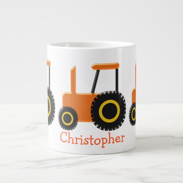 Caneca De Café Grande Trator laranja gigante para canuca (Frente)