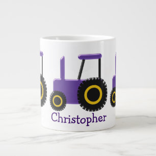 Caneca De Café Grande Trator Roxo Apenas Adicione Nome