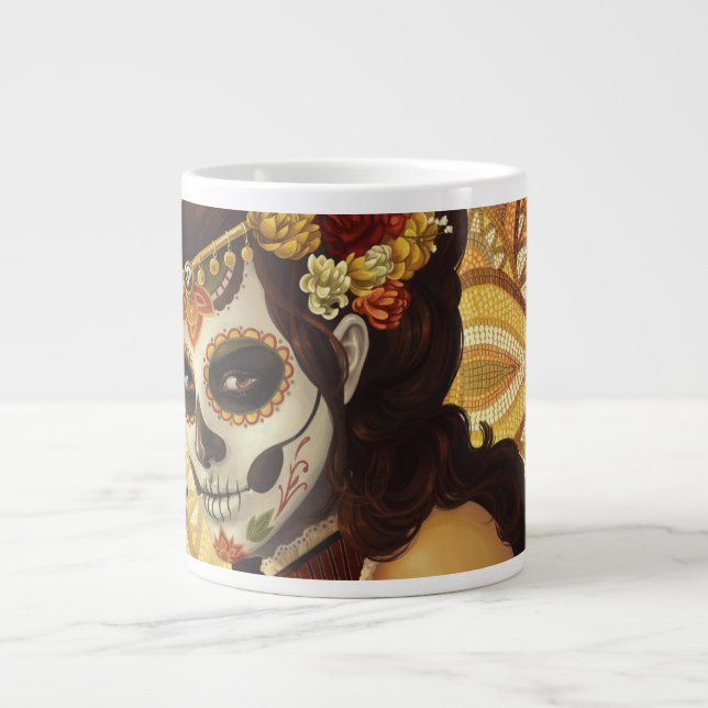 Caneca De Café Grande Travesseiro decorativo Dia De Los Muertos (Frente)