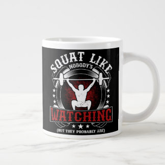 Caneca De Café Grande Treine Agachamento Como Se Ninguém Estivesse Obser