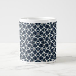 Caneca De Café Grande Treliça de Flor de Neve Índigo