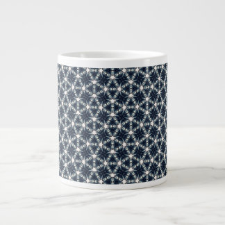 Caneca De Café Grande Treliça de Flor de Neve Índigo