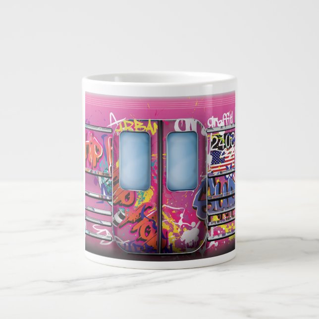 Caneca De Café Grande Trem de Metrô com Grafite (Frente)