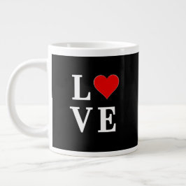 Caneca De Café Grande Trendência Moderna do Coração do Amor Negro