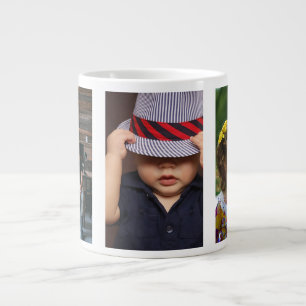 Caneca De Café Grande Três Fotografias Personalizadas