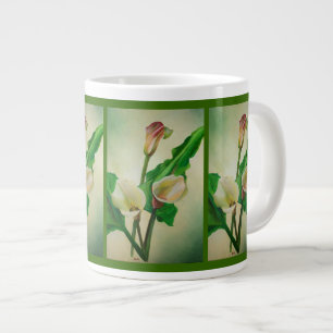 Caneca De Café Grande Três Lírios Calla Afiados em acrílico Botânico