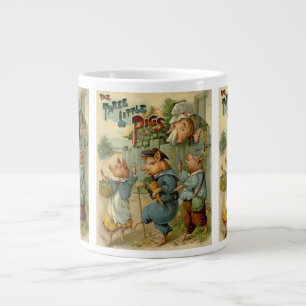 Caneca De Café Grande Três Pequenos Porcos Vintage Fairy Tale