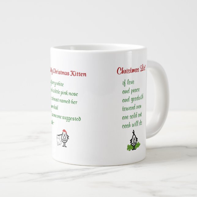 Caneca De Café Grande Três poemas engraçados de Natal (Frente Esquerda)