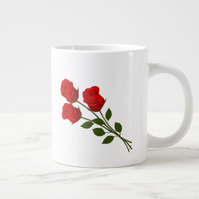 Caneca De Café Grande Três Rosas vermelhas (Direita)