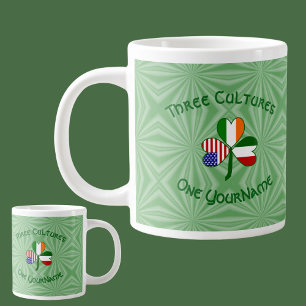Caneca De Café Grande Trevo de Três Folhas Personalizado Ítalo-Irlandês 