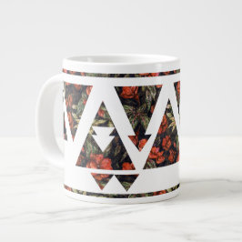 Caneca De Café Grande Triângulos Florais e Setas