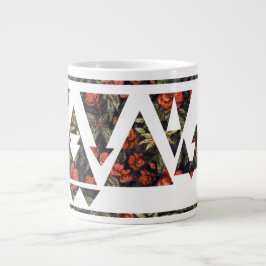 Caneca De Café Grande Triângulos Florais e Setas
