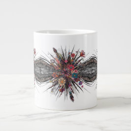 Caneca De Café Grande Tribal Floral Burst - Especialidade Jumbo Mug