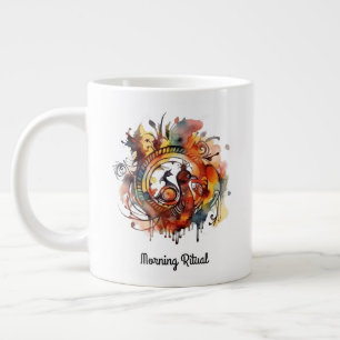 Caneca De Café Grande Tribal Phoenix Watercolor Mandala, personalizada
