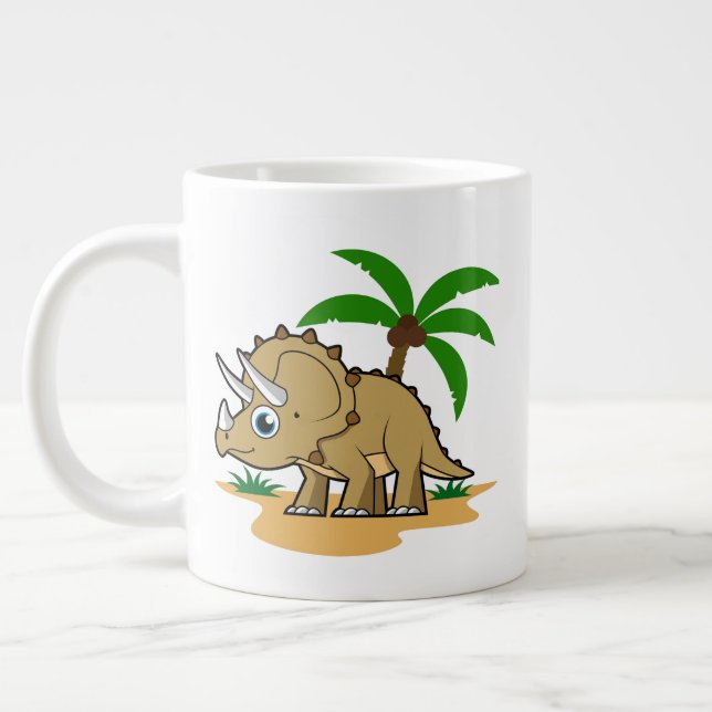 Caneca De Café Grande Tricerátops Num Clima Tropical. (Esquerda)