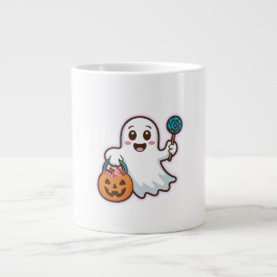 Caneca De Café Grande Trick ou Tratar Fantasma Cute