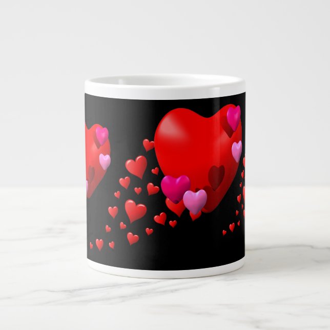 Caneca De Café Grande Trilha de Corações - (Frente)