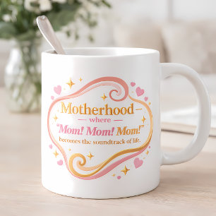 Caneca De Café Grande Trilha Sonora da Maternidade - Tipografia Rosa e D