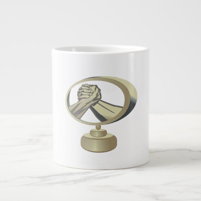 Caneca De Café Grande Troféu de Luta de braço (Frente)