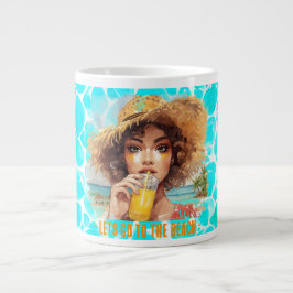 Caneca De Café Grande Tropical Beach, Lets Go to The Beach 