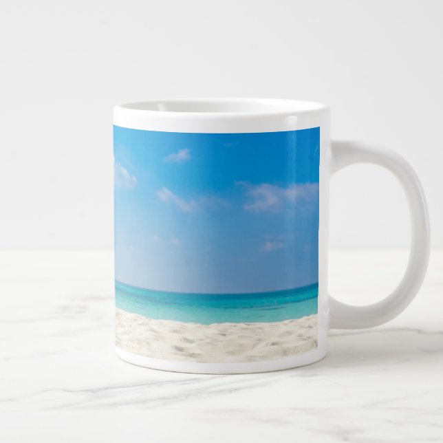 Caneca De Café Grande Tropical Beach Sea Sand Sky & Summer Day (Direita)