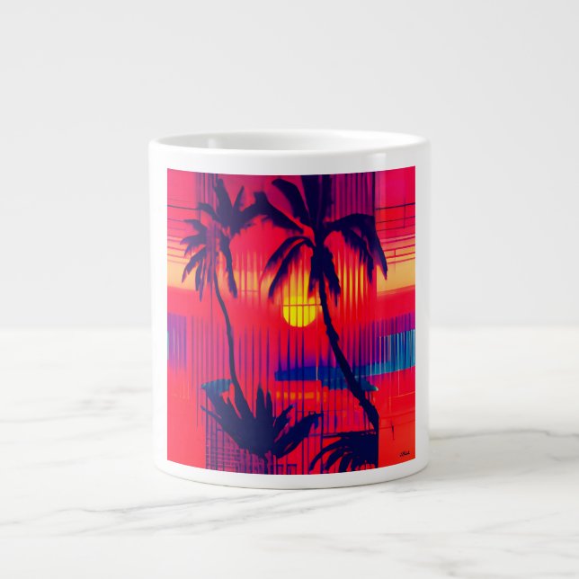 Caneca De Café Grande Tropical Escape Fantasy (Frente)