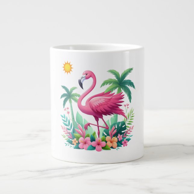 Caneca De Café Grande Tropical/Flórida rosa flamingo (Frente)