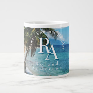 Caneca De Café Grande Tropical Paraíso Monograma Mar Gigante Café Mug