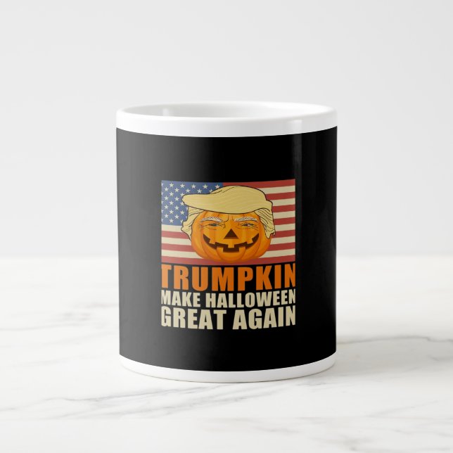 Caneca De Café Grande Trumpkin Halloween Engraçado Clássico e Design bás (Frente)