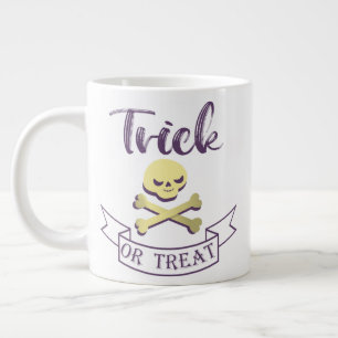 Caneca De Café Grande Truque ou tratamento de ossos cruzados do crânio
