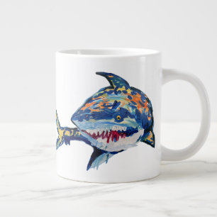 Caneca De Café Grande Tubarão "Arte por Crianças"