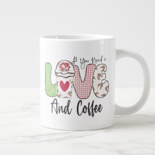 Caneca De Café Grande Tudo o que Você Precisa é Amor e Café