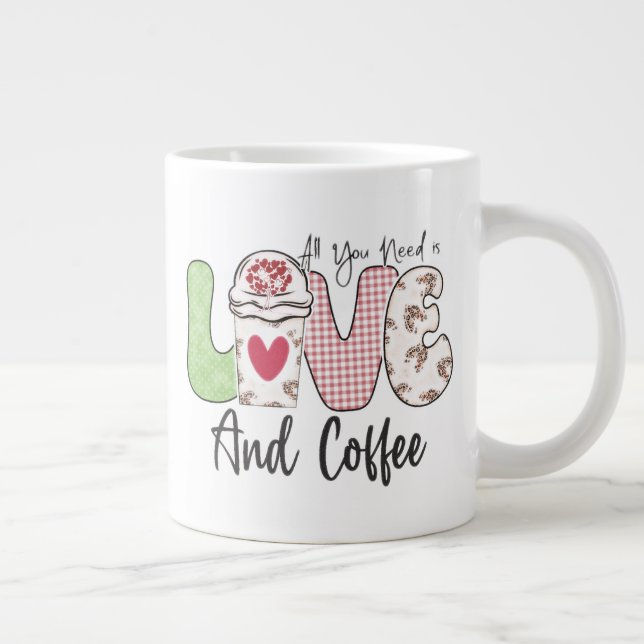 Caneca De Café Grande Tudo o que Você Precisa é Amor e Café (Direita)