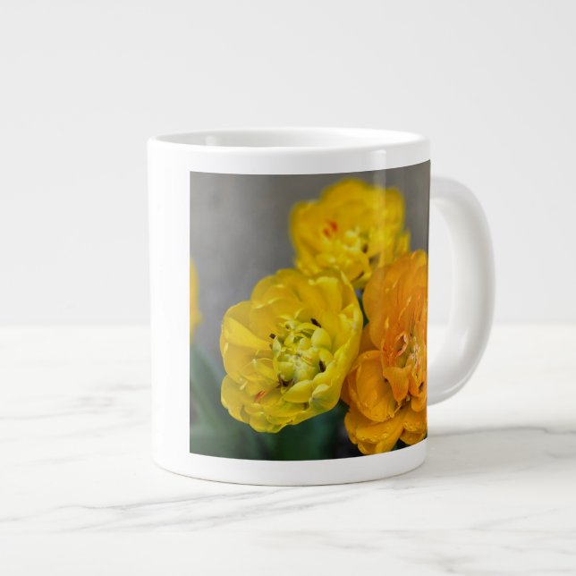 Caneca De Café Grande Tulipa peônia (Frente Esquerda)