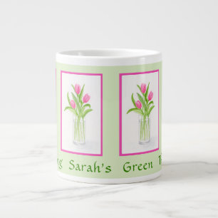 Caneca De Café Grande Tulipas Aquarela Pintada à Mão PERSONALIZAR Jardin