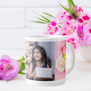 Caneca De Café Grande Tulipas com personalização fotográfica Ama-te Mãe