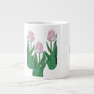 Caneca De Café Grande Tulipas Três Rosa