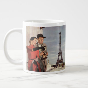 Caneca De Café Grande Turistas Vintage na Torre Eiffel, Férias em Paris
