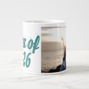 Caneca De Café Grande Turma de 2026 texto verde foto de formatura
