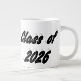 Caneca De Café Grande Turma de 2026 tipografia preta graduação
