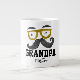 Caneca De Café Grande Turmas amarelas engraçadas e bigode Vovô personali