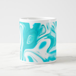 Caneca De Café Grande Turquesa e Abstrato de mármore branco