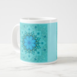 Caneca De Café Grande Turquesa Natureza Mandala